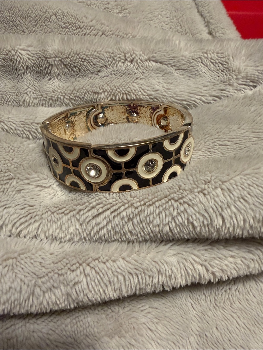 Premier Designs Black and White Enamel Circle Accent Bangle